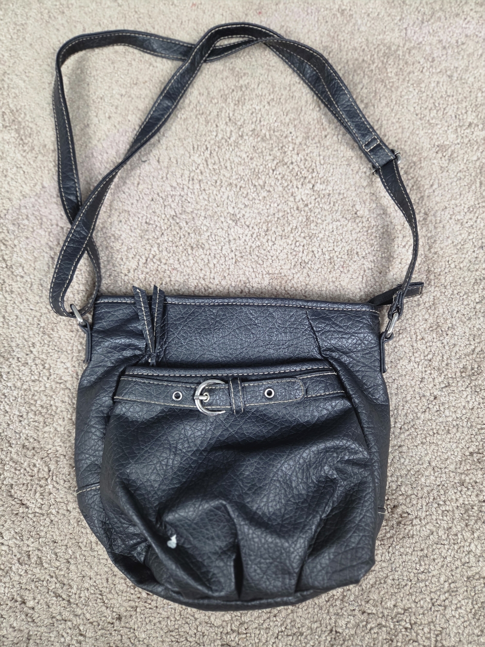Rosetti Black Pebbled Crossbody Bag with Front Buckle Detail